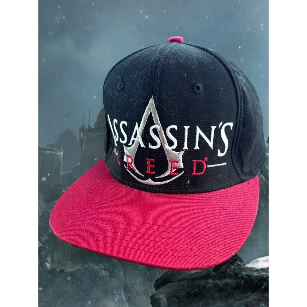 Assassin’s Creed Cap Hat Snap Back Men Adjustable Black Spell Out Gamer Ubisoft